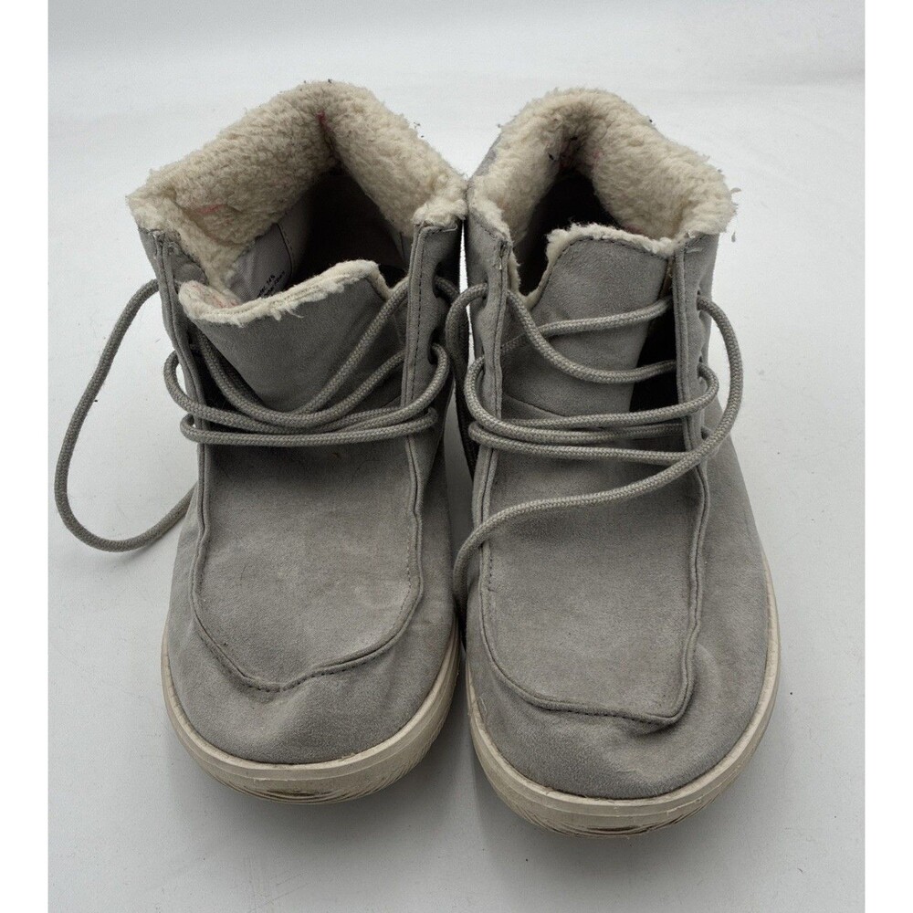 SO Ivyy Faux Fur Lined Chukka Boots Womens 8.5 Gray Suede Lace Up Cozy Winter